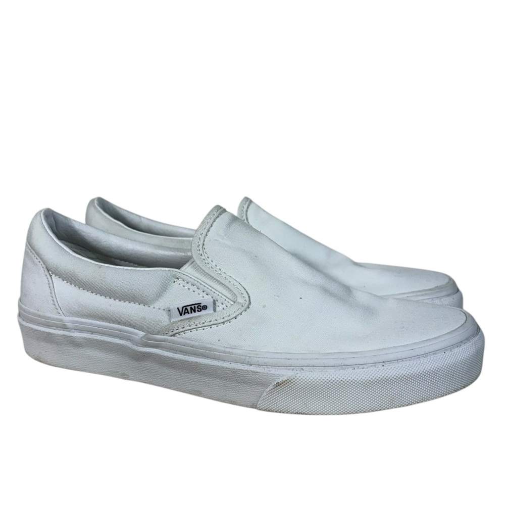 Vans Solid White Classic Slip On Low Top Casual Sneakers Canvas M5.5/W7 Retro